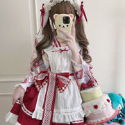 【Zhaohe Sweet Pet】~Original Design of White Sugar GirlLolitaDress Cute Japanese Style Maid Dress Summer