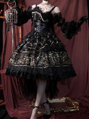 IN STOCK Sphenoid Bone 4 Colors Sweetheart Neckline Hime Gothic Jumper Skirt / Full Set