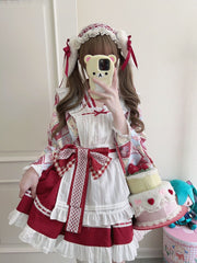 【Zhaohe Sweet Pet】~Original Design of White Sugar GirlLolitaDress Cute Japanese Style Maid Dress Summer