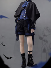 Black Cross Charm Irregular Hemline Cape