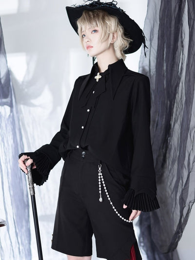 Black Ouji Lolita Prince Style Pointed Collar Shirt