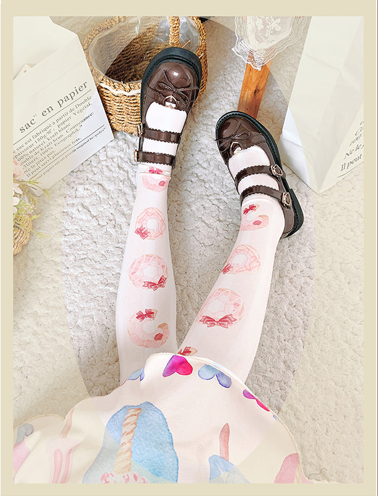 Donuts Velvet Over Knee Stockings