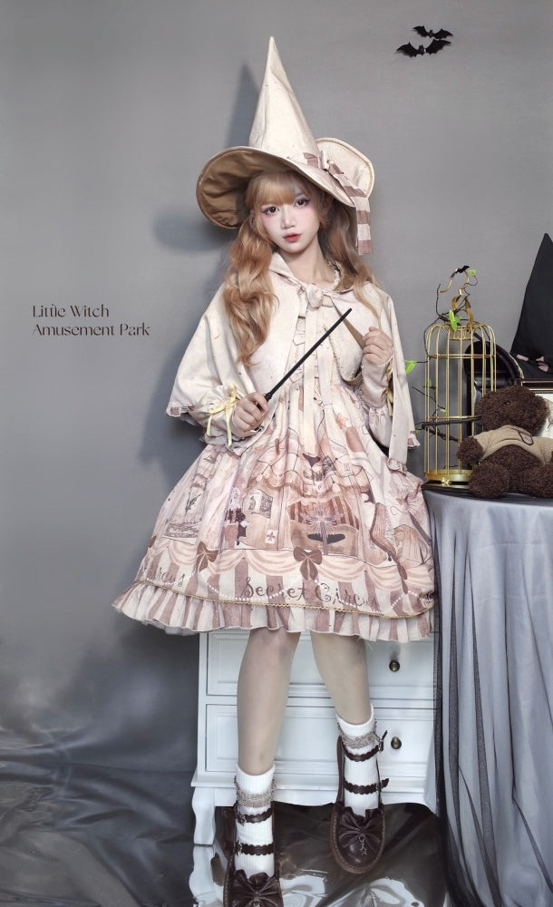 Little Witch Amusement Park Round Neckline Long Sleeves Gothic One Piece