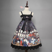 Shawa Style Empire Waist Gothic Animal Print Jumper Skirt