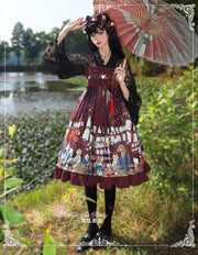 Shawa Style Empire Waist Gothic Animal Print Jumper Skirt