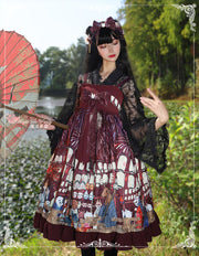 Shawa Style Empire Waist Gothic Animal Print Jumper Skirt