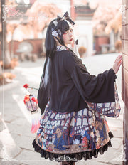 Shawa Style Empire Waist Gothic Animal Print Jumper Skirt