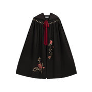 Roses Embroidery Hooded Cloak / Cloak Shirt Skirt Full Set