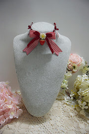 Handmade Sweet Lolita Strawberry Bowknot KC / Hairclip / Badge / Choker