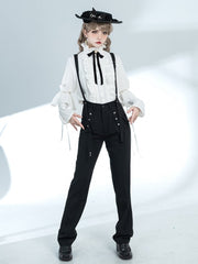 Black Ouji Fashion Prince Pants with Adjustable Straps