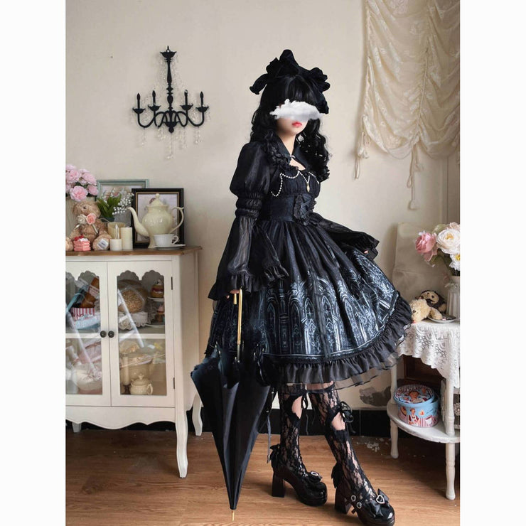 【Silent Night Church】~Original Design of White Sugar GirlLolitaDress Dark Goth StylejskSummer Dress