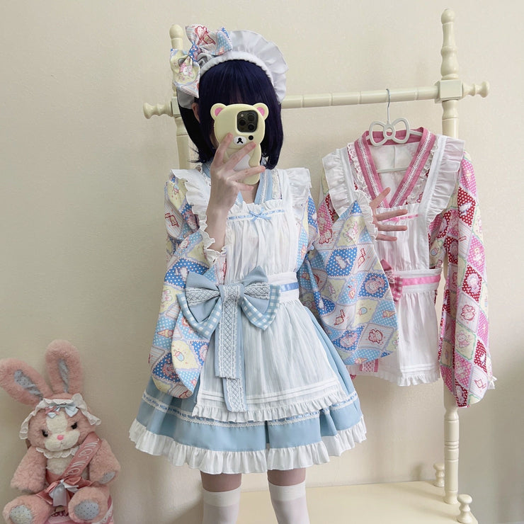 【Zhaohe Sweet Pet】~Original Design of White Sugar GirlLolitaDress Cute Japanese Style Maid Dress Summer