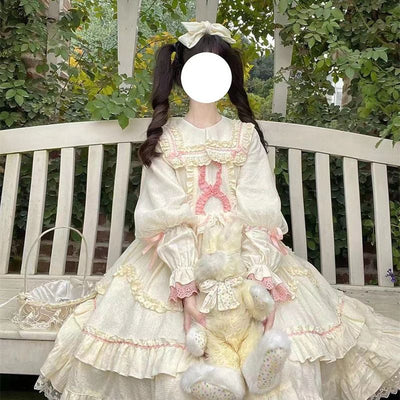 White Sugar Girl{Spot Goods}~Factory Original DesignLolitaMid-Ancient Sweet DressopLong Sleeve Dress Spring and Autumn