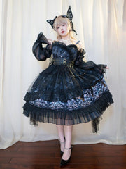 IN STOCK Sphenoid Bone 4 Colors Sweetheart Neckline Hime Gothic Jumper Skirt / Full Set