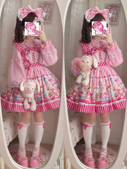 【Rabbit Dessert Chef】~Original Design of White Sugar GirllolitaDress SweetjskSuspender Dress