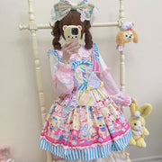 【Rabbit Dessert Chef】~Original Design of White Sugar GirllolitaDress SweetjskSuspender Dress