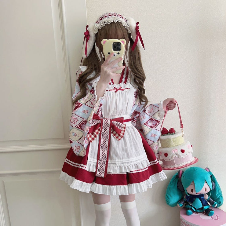 【Zhaohe Sweet Pet】~Original Design of White Sugar GirlLolitaDress Cute Japanese Style Maid Dress Summer