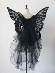 Black / White / Pink Butterfly Wings with Train