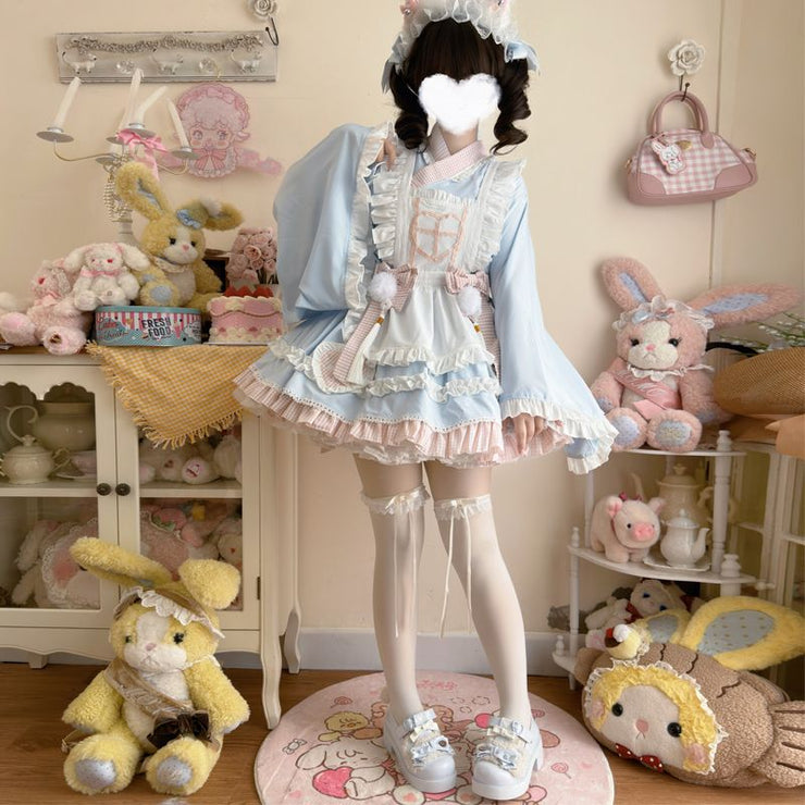 Korean Mushroom Cool{Exclusive}~Original Design Sweet Meow NurseLolitaDress Sweet Japanese Style Maid Dress Summer