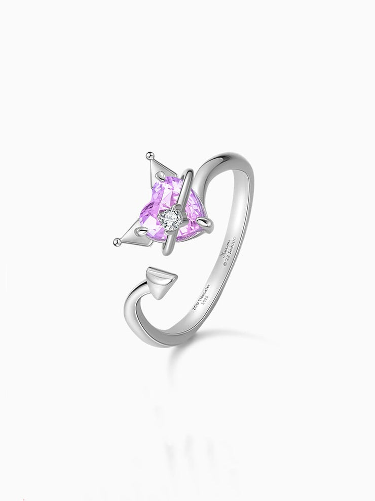 Clearance-Kuromi Purple Heart Silver Ring