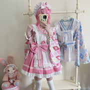 【Zhaohe Sweet Pet】~Original Design of White Sugar GirlLolitaDress Cute Japanese Style Maid Dress Summer