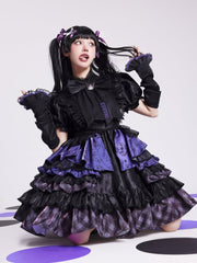 Kuromi Print Black and Purple Birthday Plaid Pattern One Piece