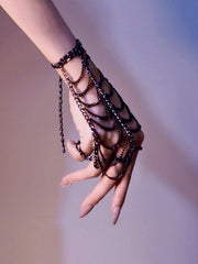 Cyberpunk Black/Silver/Gold Metal Chain Bracelet Hand Accessory
