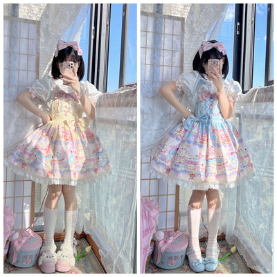 【Cat Dessert Chef】White Sugar Girl{Fast Group~ Original DesignLolitaCute SuspendersskSuspender Skirt