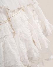 White Hime Corset Dress Tiered Ruffles Hem Lolita Jumper Skirt