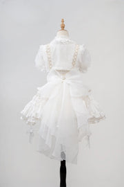 White Tiered Skirt Princess Corset Waist Lolita Jumper Skirt Full Set