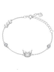 Kuromi Skull Bowknot Design Sterling Silver Bracelet Gift Box