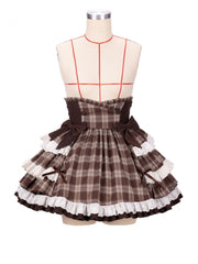 Ready to Ship Dark Academia Fashion Little Detective Brown Plaid Lolita Skirt