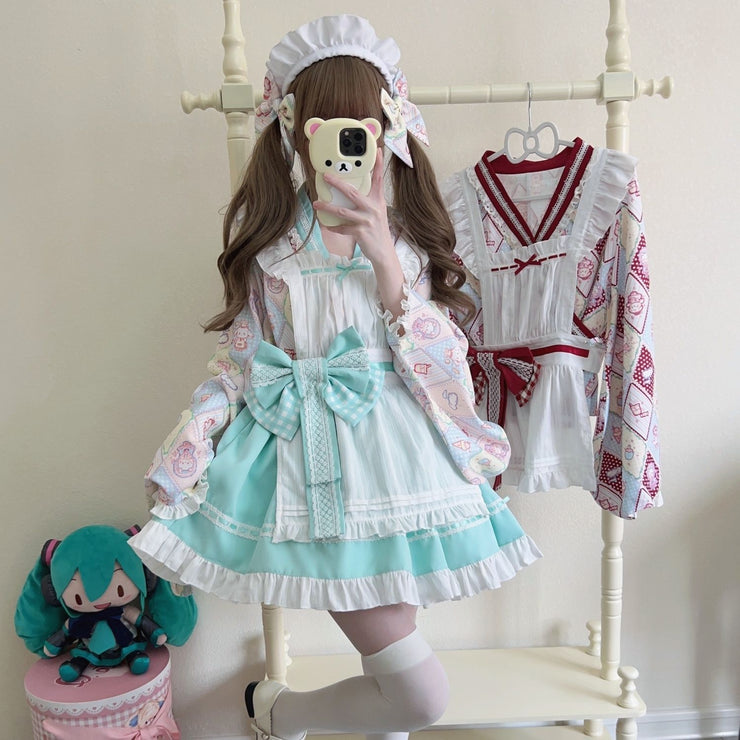 【Zhaohe Sweet Pet】~Original Design of White Sugar GirlLolitaDress Cute Japanese Style Maid Dress Summer