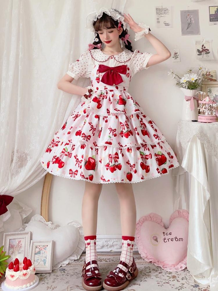 Cherry Berry Big Bow High Waist Lolita JSK