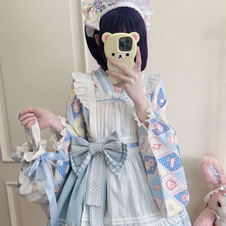 【Zhaohe Sweet Pet】~Original Design of White Sugar GirlLolitaDress Cute Japanese Style Maid Dress Summer