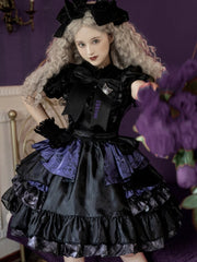 Kuromi Print Black and Purple Birthday Plaid Pattern One Piece