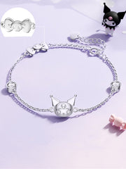 Kuromi Skull Bowknot Design Sterling Silver Bracelet Gift Box