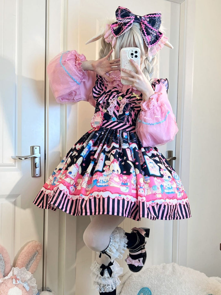 【Rabbit Dessert Chef】~Original Design of White Sugar GirllolitaDress SweetjskSuspender Dress