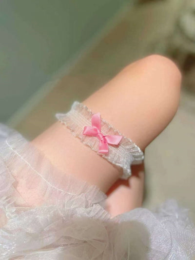 White/Black/Pink/Blue Bowknot Ruffle Lace Cute Garter
