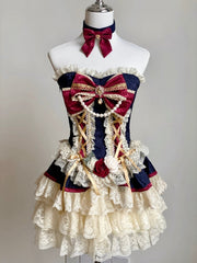 Snow White Strapless Princess Corset Top / Lace Bloomers