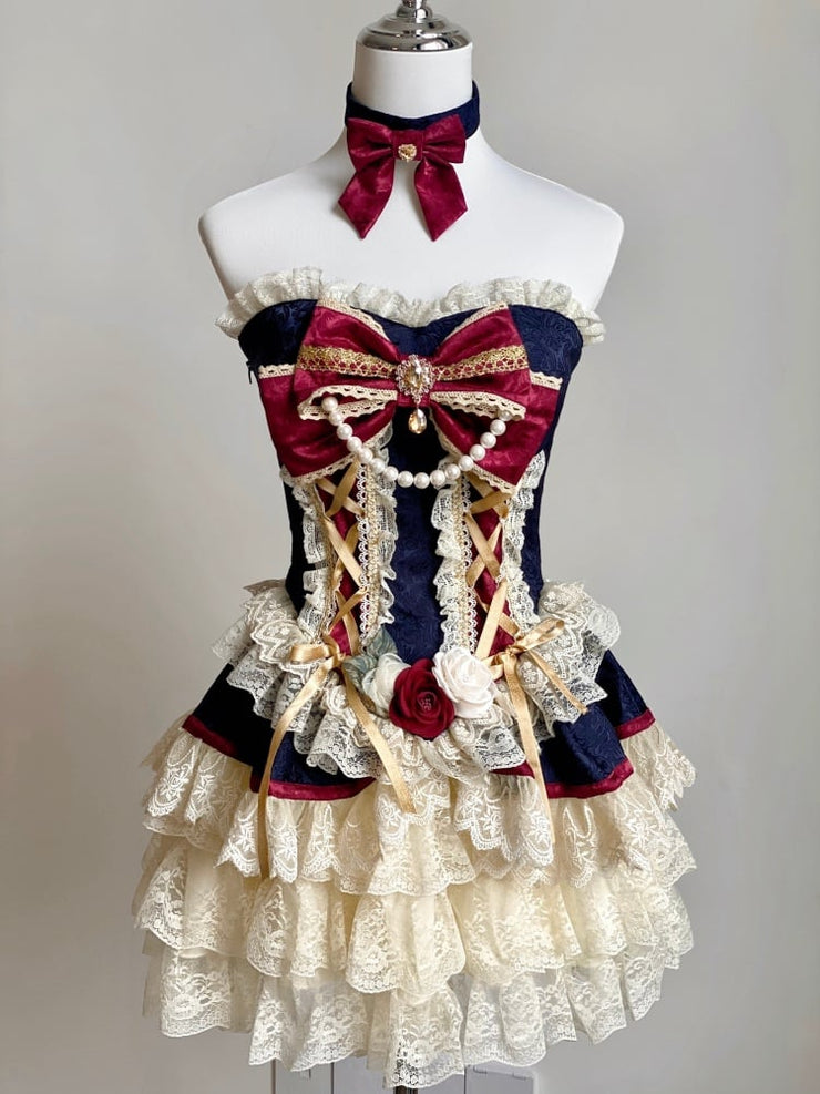 Snow White Strapless Princess Corset Top / Lace Bloomers
