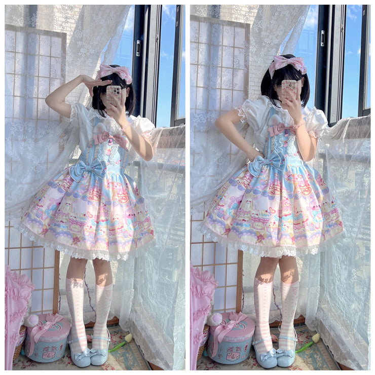 【Cat Dessert Chef】White Sugar Girl{Fast Group~ Original DesignLolitaCute SuspendersskSuspender Skirt