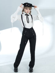 Black Ouji Fashion Prince Pants with Adjustable Straps