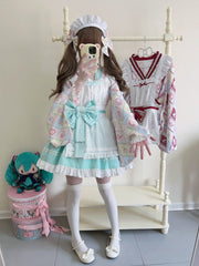 【Zhaohe Sweet Pet】~Original Design of White Sugar GirlLolitaDress Cute Japanese Style Maid Dress Summer