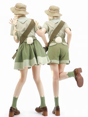 Bunny Ouji Fashion Set -Green Shirt with Carrot Tie + Shorts with Waist Belt and Plush Tail