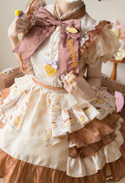 Pompompurin Print Yellow Birthday Dress Plaid Pattern One Piece