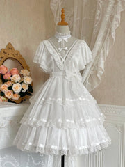 Dawn Night Banquet White Edward Neck Shiro Princess Lolita One Pi