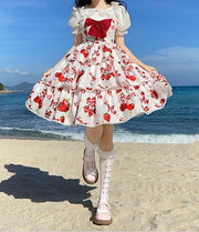 Cherry Berry Big Bow High Waist Lolita JSK