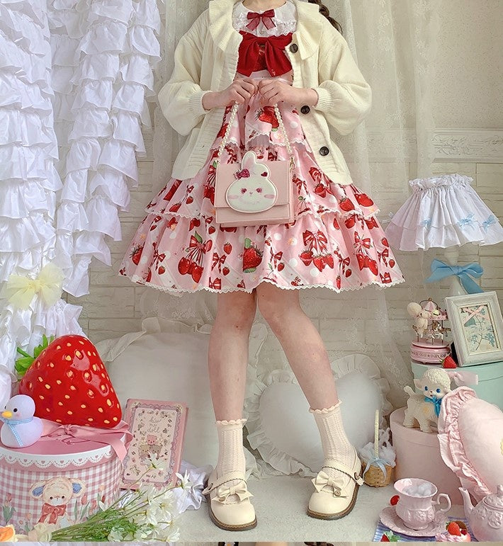 Cherry Berry Big Bow High Waist Lolita JSK