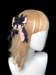 Black-Pink Bowknot Butterfly Decorative Hairclip